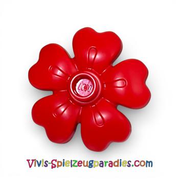 Lego Duplo, Blüte 3 x 3 mit 5 Blättern und oberem Ständer  (84195) rot